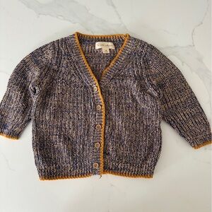 Charming Knit Kids Cardigan - Navy and Mustard